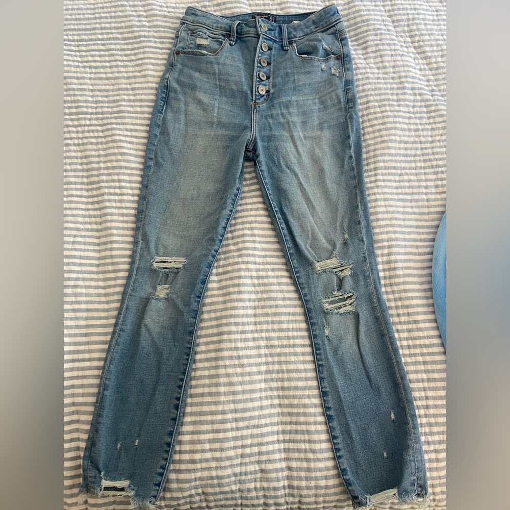 A&F curve love high rise super skinny jeans